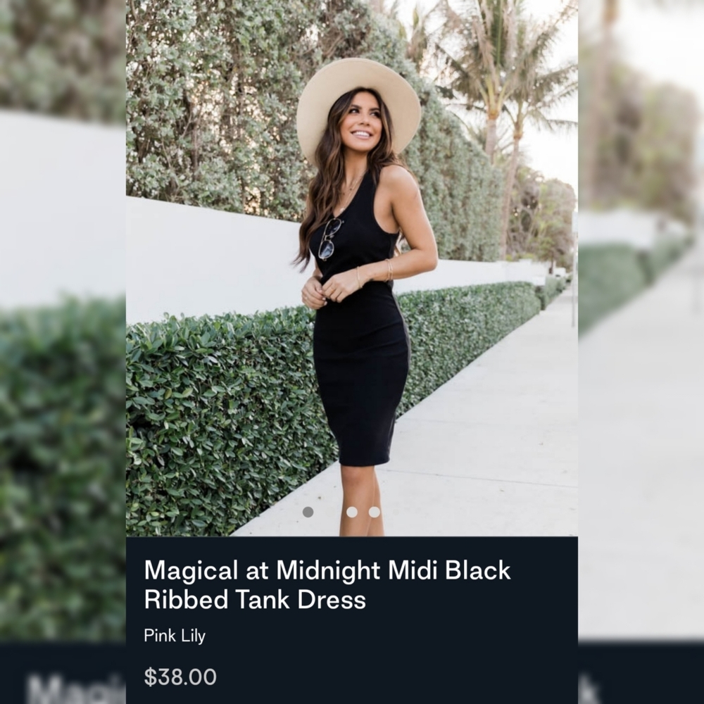 Pink Lily Magical at Midnight Midi Black Ribbed Tank Dress Small S